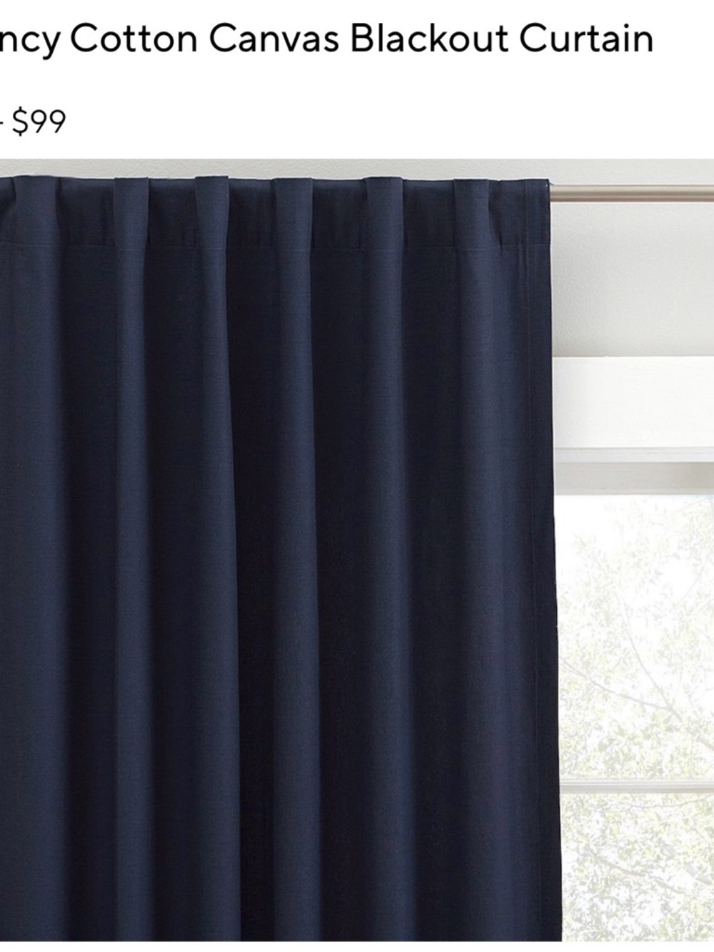 Two Pottery Barn Kids Quincy Cotton Canvas Blackout Curtains in Navy 44x96 - Picture 3 of 7